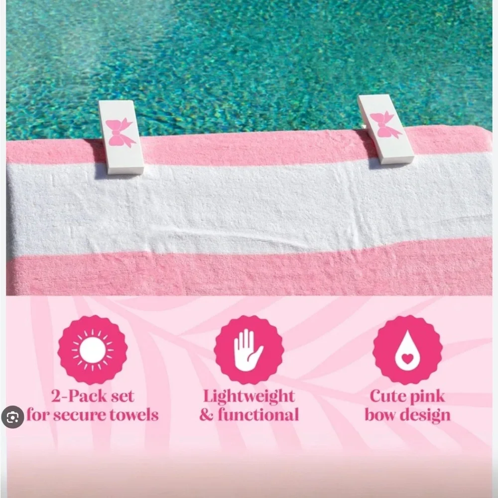 Paris Hilton Beach Towel Clips 2 Pack “Beach Babe” New on Card